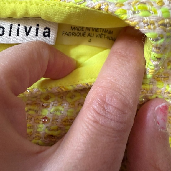 Alice + Olivia Clyde Sequin-Embellished Neon Bouclé-Tweed Mini Dress - Picture 5 of 7